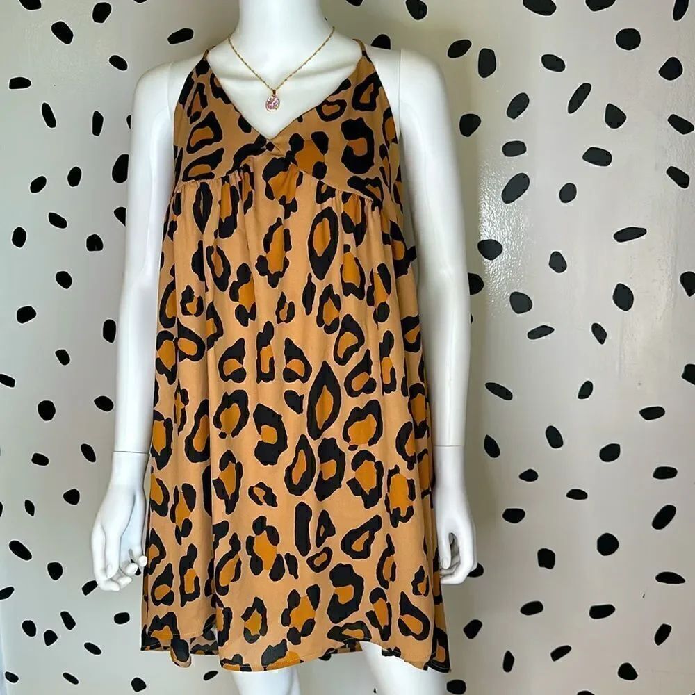 Leopard Print Razor Back Dress, M - Picture 3 of 6